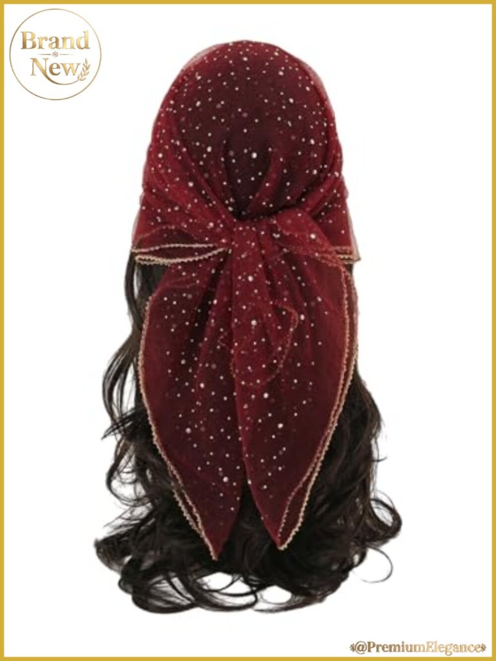 Sequin Mesh Sheer Bandana Square Hair Glitter Wrap Head Scarf